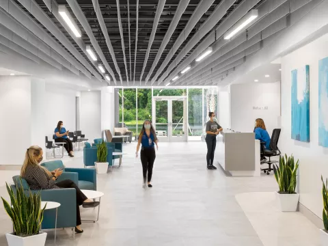 AdventHealth Care Pavilion New Tampa waiting room.