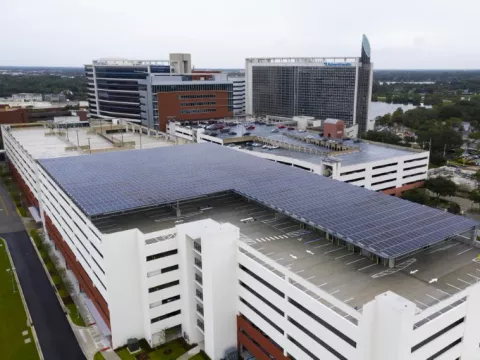 Solar array on McRae parking garage AH Orlando