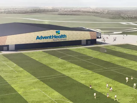 AdventHealth Sports Arena view from soccer field
