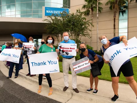 AdventHealth Daytona Beach honored in “NASCAR hauler salute to healthcare heroes powered by Verizon.”