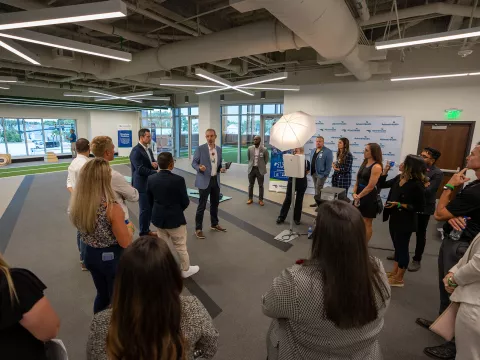 Members of the community learn more about the AdventHealth Sports Medicine and Rehab area of the AdventHealth Training Center 