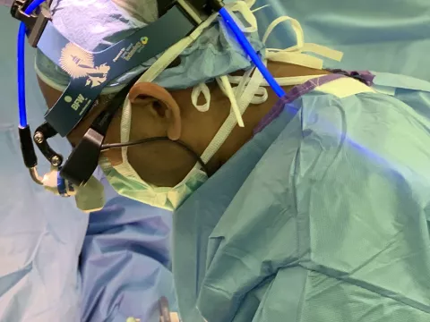  Dr. Patel’s iSight technology overlays critical data onto the glasses and is lighter and more comfortable for surgeons.