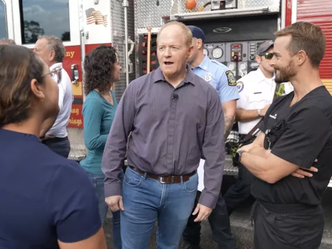 Chuck File thanks care teams who saved his life when he had a stroke.