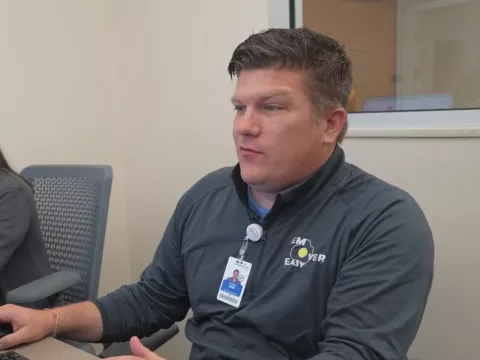 Dr. Andy Little at a work station in the AdventHealth East Orlando ER