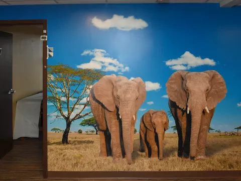Two professionals working in the Nicholson Center prototype lab.