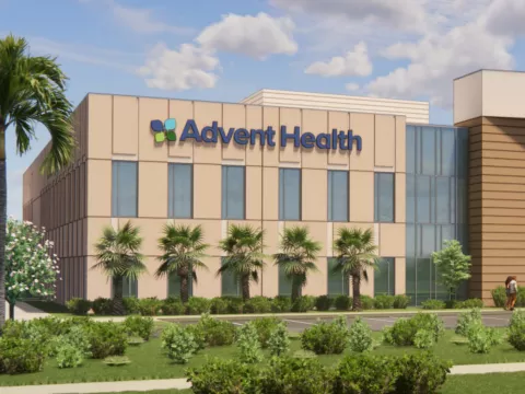 An architectural rendering of the Freytag Cancer Center.