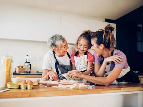 Family baking together