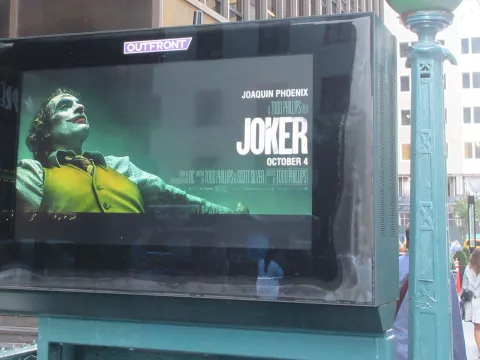 Subway billboard promotes Joaquin Phoenix's new film the Joker