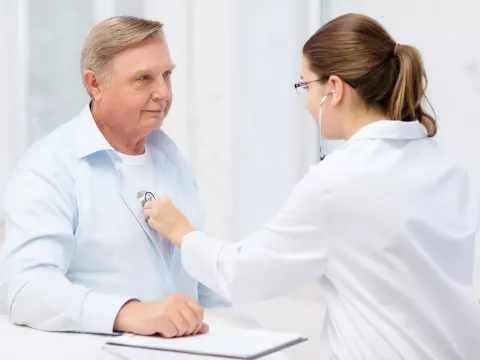 A man having a chest exam.