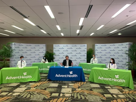 The governor recognized AdventHealth for innovation, other measures in fight against COVID-19.