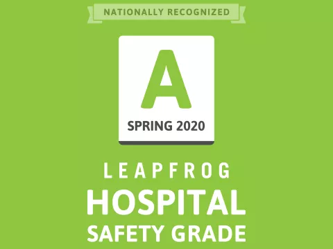 Leapfrog Group "A" Grade Hospital Safety logo for Spring 2020.