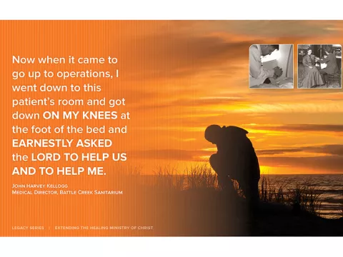 A Man Kneels and Prays and Sunset