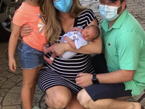 CJ, Lindsay and Josh Friedmann take baby Will home after discharge from AdventHealth Winter 