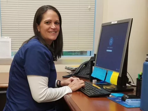 Marnie harris using a computer