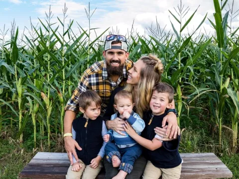 Steph with her husband and their 3 boys