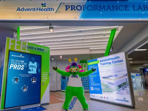 Stuff the Magic Dragon at the AdventHealth PROFormance Lab at Amway Center.