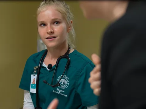 Erika Bartram, a Jacksonville University student enrolled at AdventHealth Palm Coast's dedicated education unit.