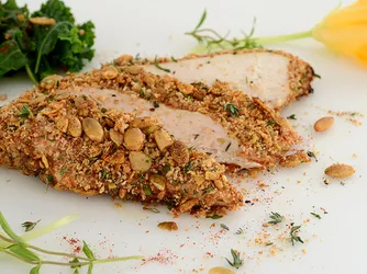 pumpkin seed crusted chicken