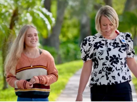 Tiffany and Amy walking together