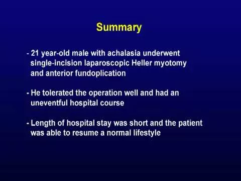 Single Incision Laparoscopic Heller Myotomy and Anterior Fundoplication 1