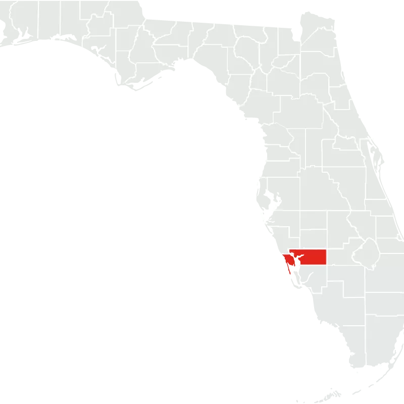 A map of Florida, highlighting Charlotte County