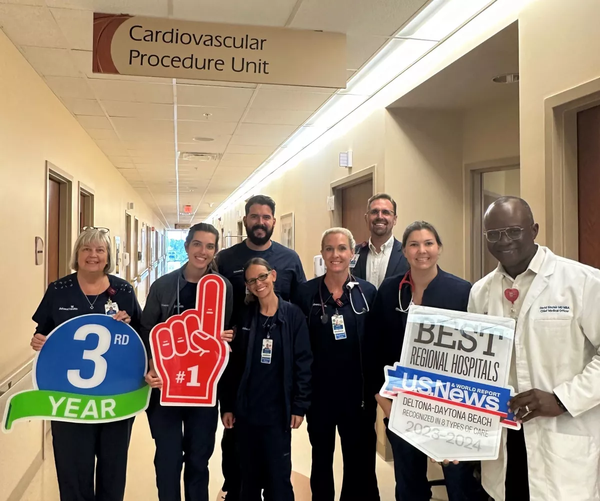 AdventHealth Daytona Beach leaders celebrate US News and World Report rankings with team members