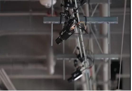 Ceiling mounted video cameras,  part of the 3D Motion Lab
