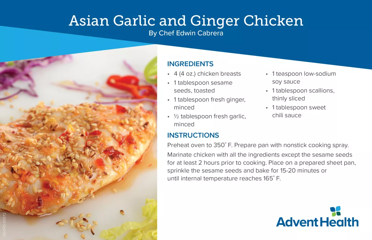 a recipe card for asian chicken