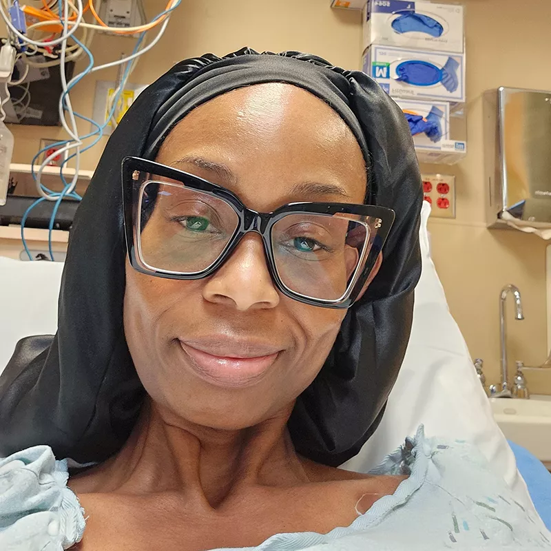 Erin Susino prepares for surgery to remove her cancer on Feb. 2, 2024. 