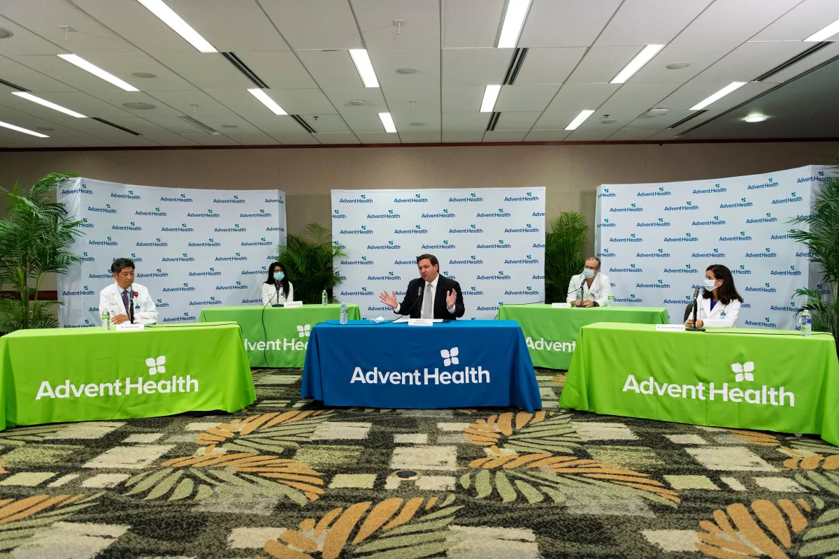 Governor Ron DeSantis at AdventHealth Orlando.