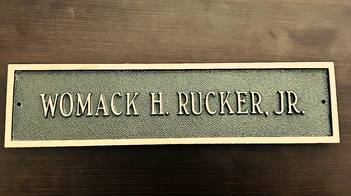 Womack "Mack" Rucker's first leadership role door sign
