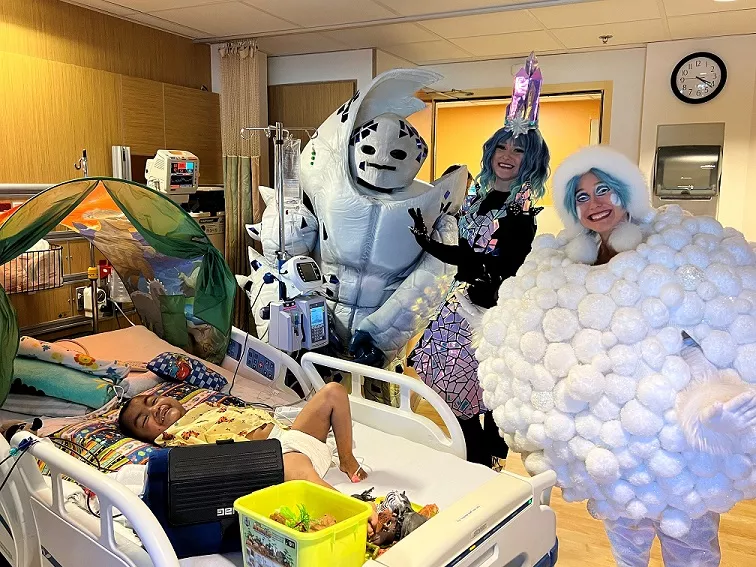 The Ice Queen, the Snowball and the Ice Creature spent time with children who are in the hospital, bringing holiday cheer to those who need it most. 