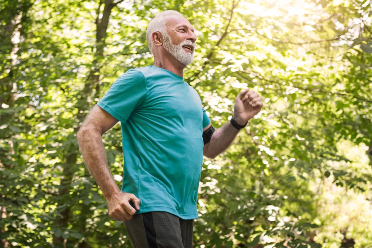A man running outdoors.