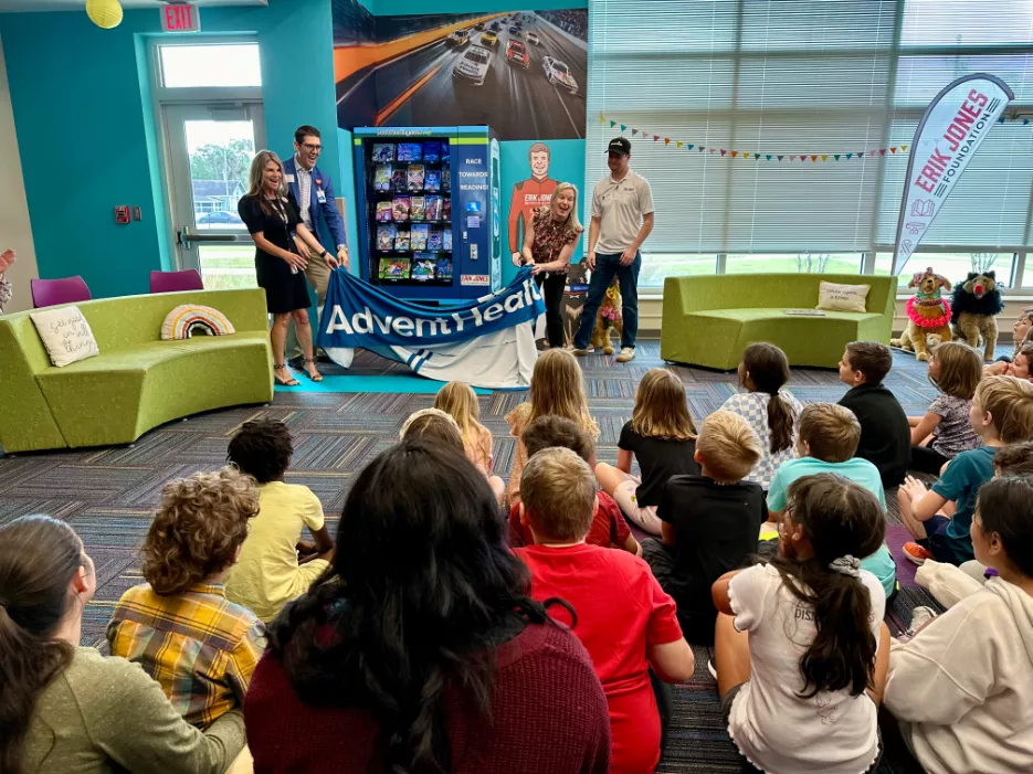 Volusia County Schools & Erik Jones Book Vending Machine Donation (1)