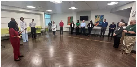 Lead Chaplain Sabine Vatel provides a blessing and prayer.