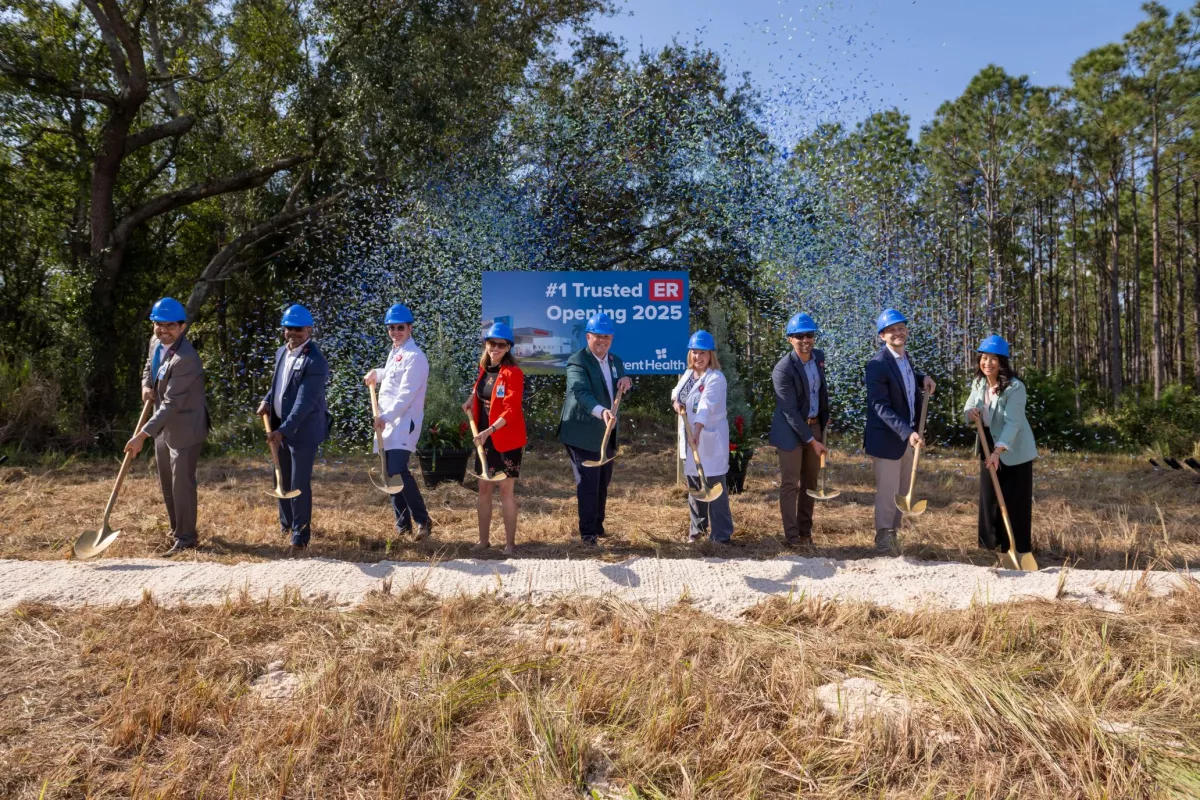AdventHealth Meadow Woods ER groundbreaking group shot