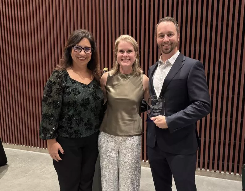 Pictured left to right: Mabel Valdivia Diaz, AdventHealth Waterman Foundation executive director, Keire R. Hosley, AdventHealth Waterman Foundation board member, and Dr. Jonathan Schroeder, AdventHealth Medical Group pulmonologist. 