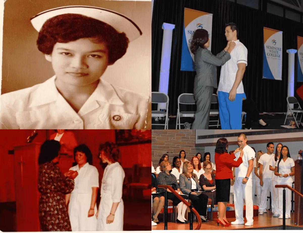 Evelyn Lowe's mother and pinning ceremonies