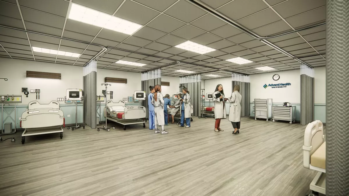 Simulation Lab Rendering at AdventHealth University Tampa