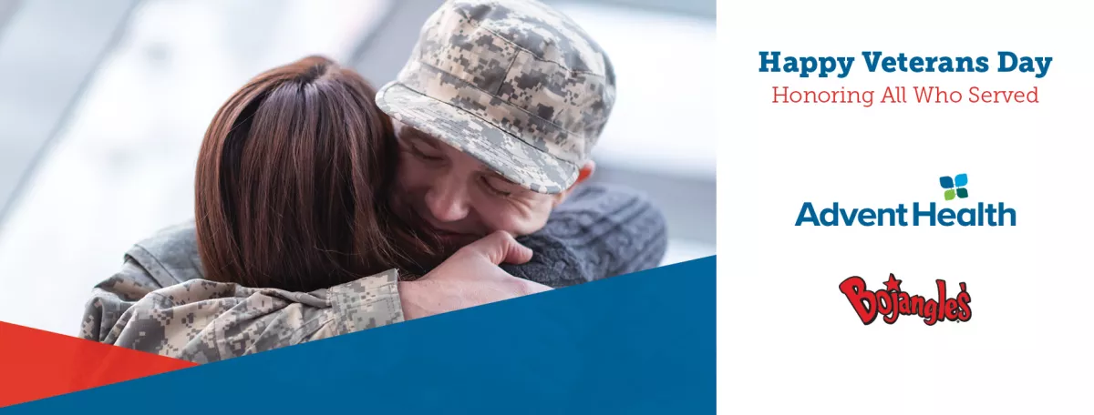 veterans day meal soldier hugging loved one