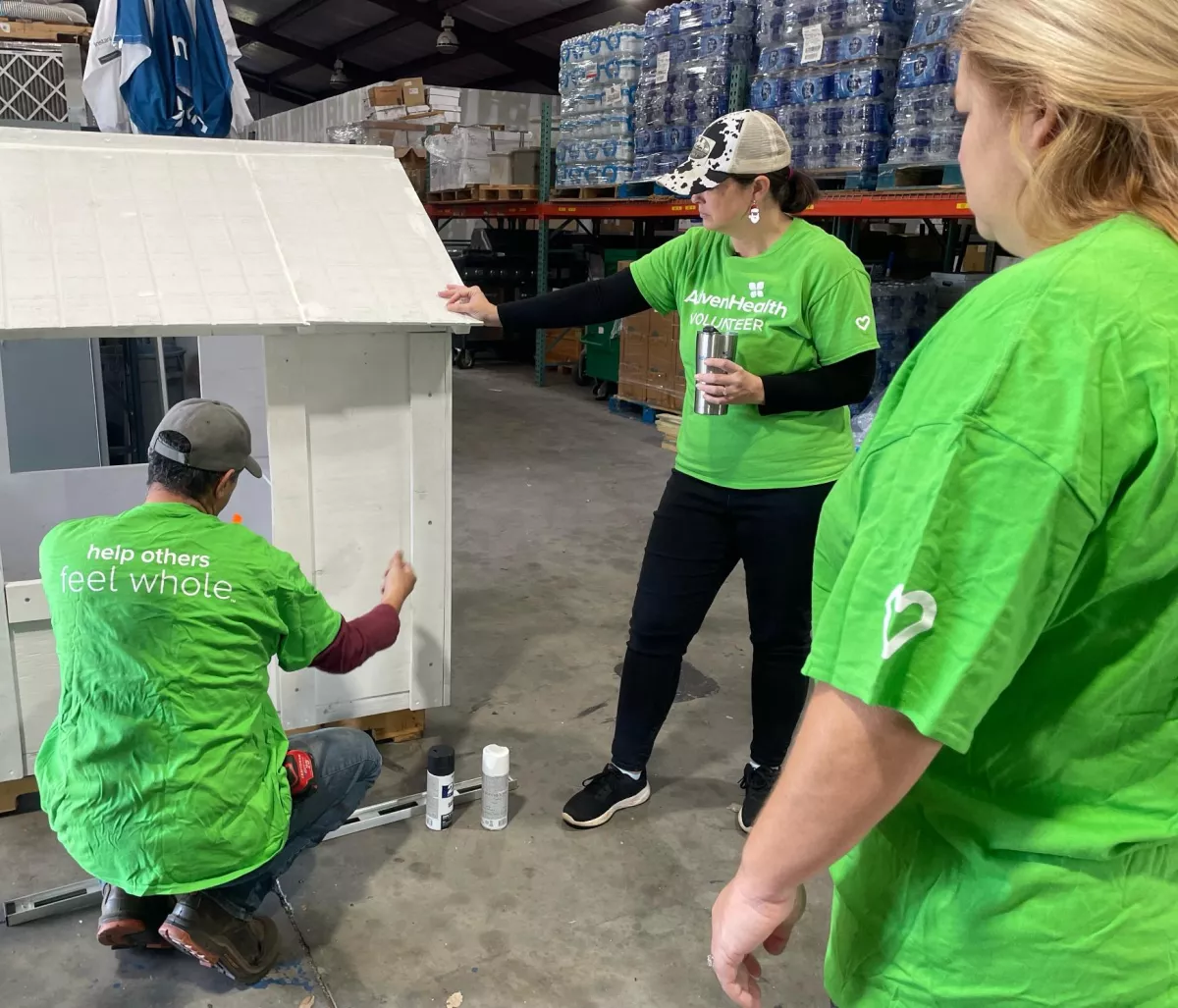 Construction work on the sensory-friendly playhouse at AdventHealth Waterman