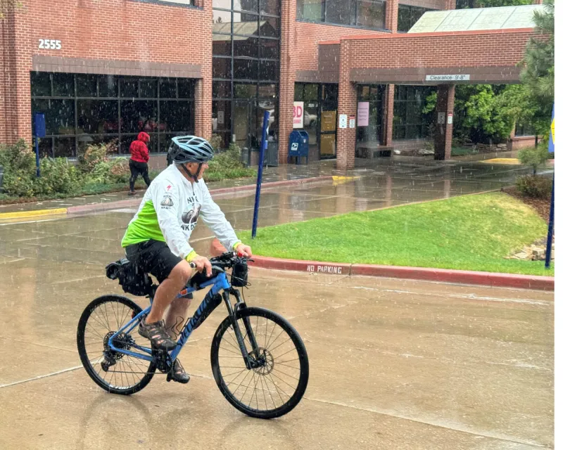 Mark Scotch riding to AdventHealth Porter