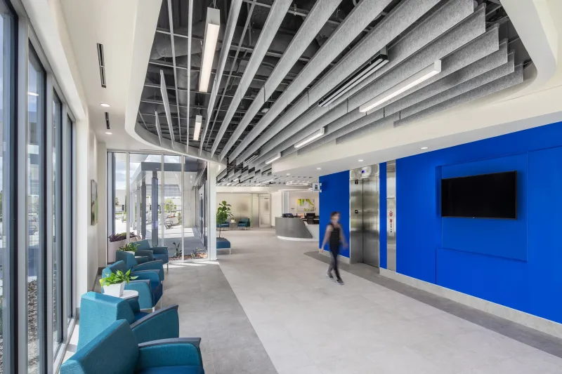 AdventHealth Care Pavilion Central Pasco front hallway with elevator.