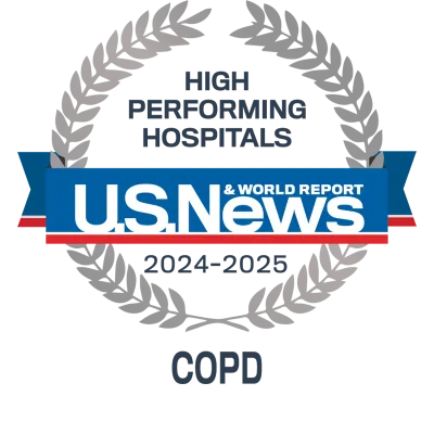 AdventHealth Orlando is recognized by U.S. News & World Report as a nationally rated leader in COPD treatment.