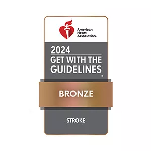 American Heart Association 2024 Get with the Guidelines bronze for stroke.